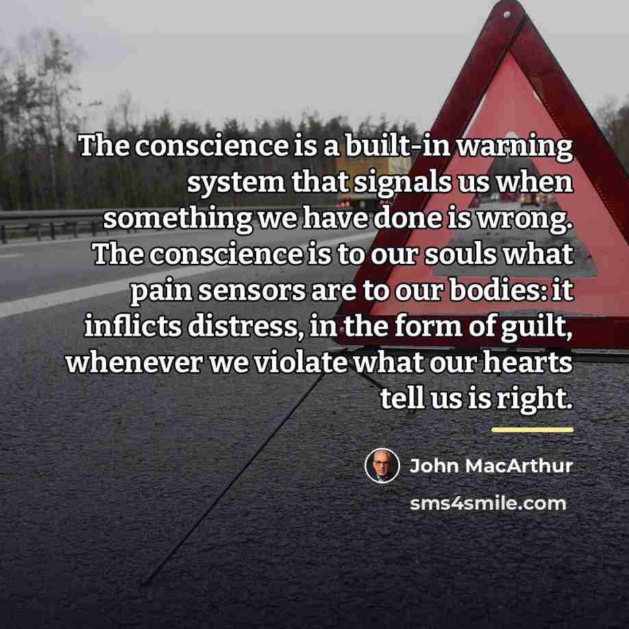 “The conscience is a built-in warning system that signals us…” quote by John Macarthur