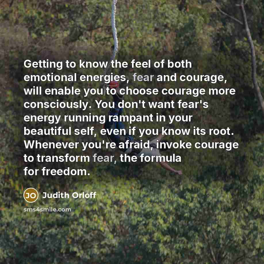 “Getting to know the feel of both emotional energies, fear…” quote by Judith Orloff