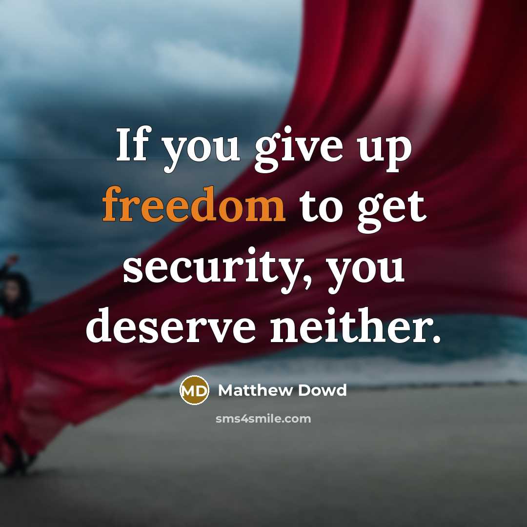 “If you give up freedom to get security, you deserve…” quote by Matthew Dowd