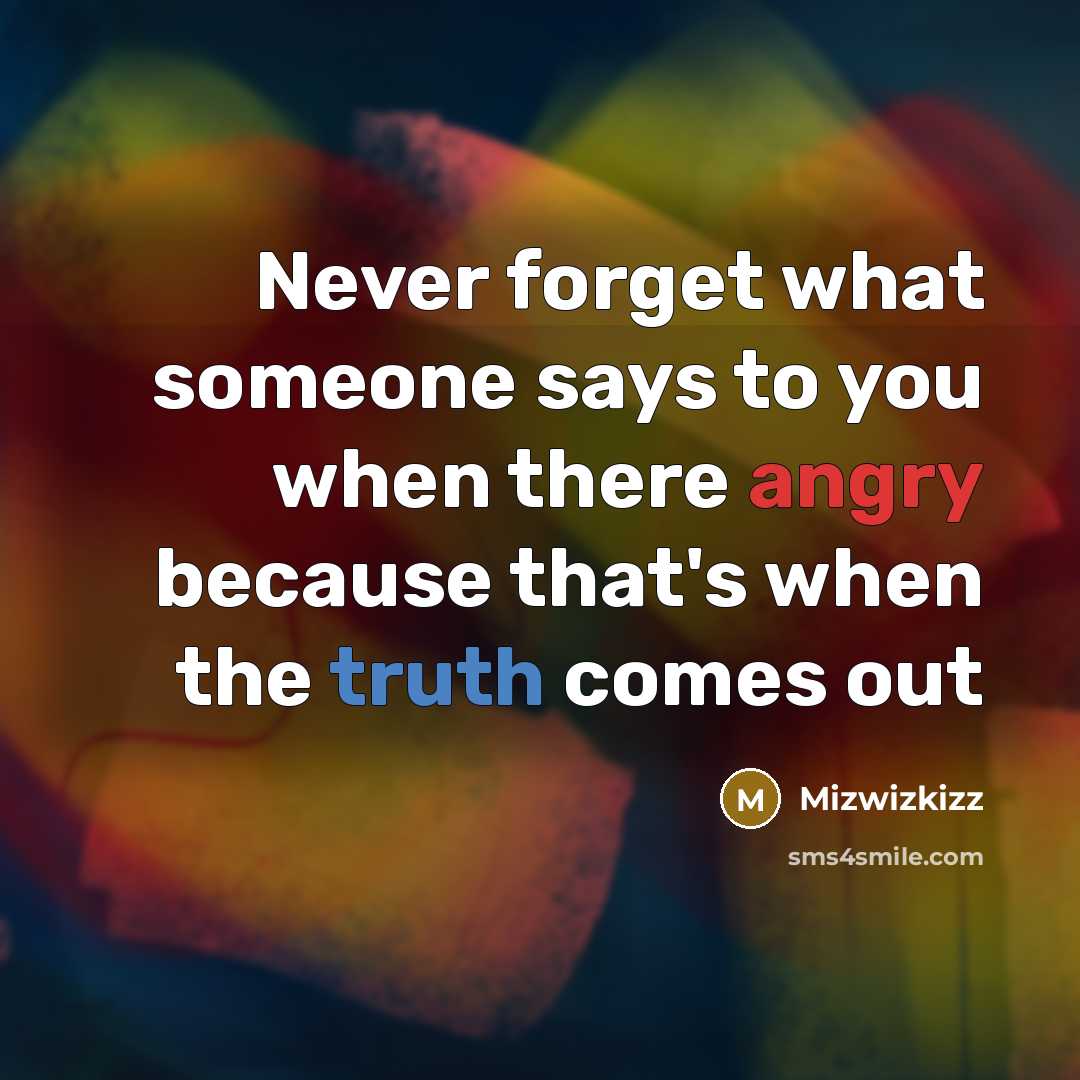 “Never forget what someone says to you when there angry because that's when the truth comes out” quote by Mizwizkizz