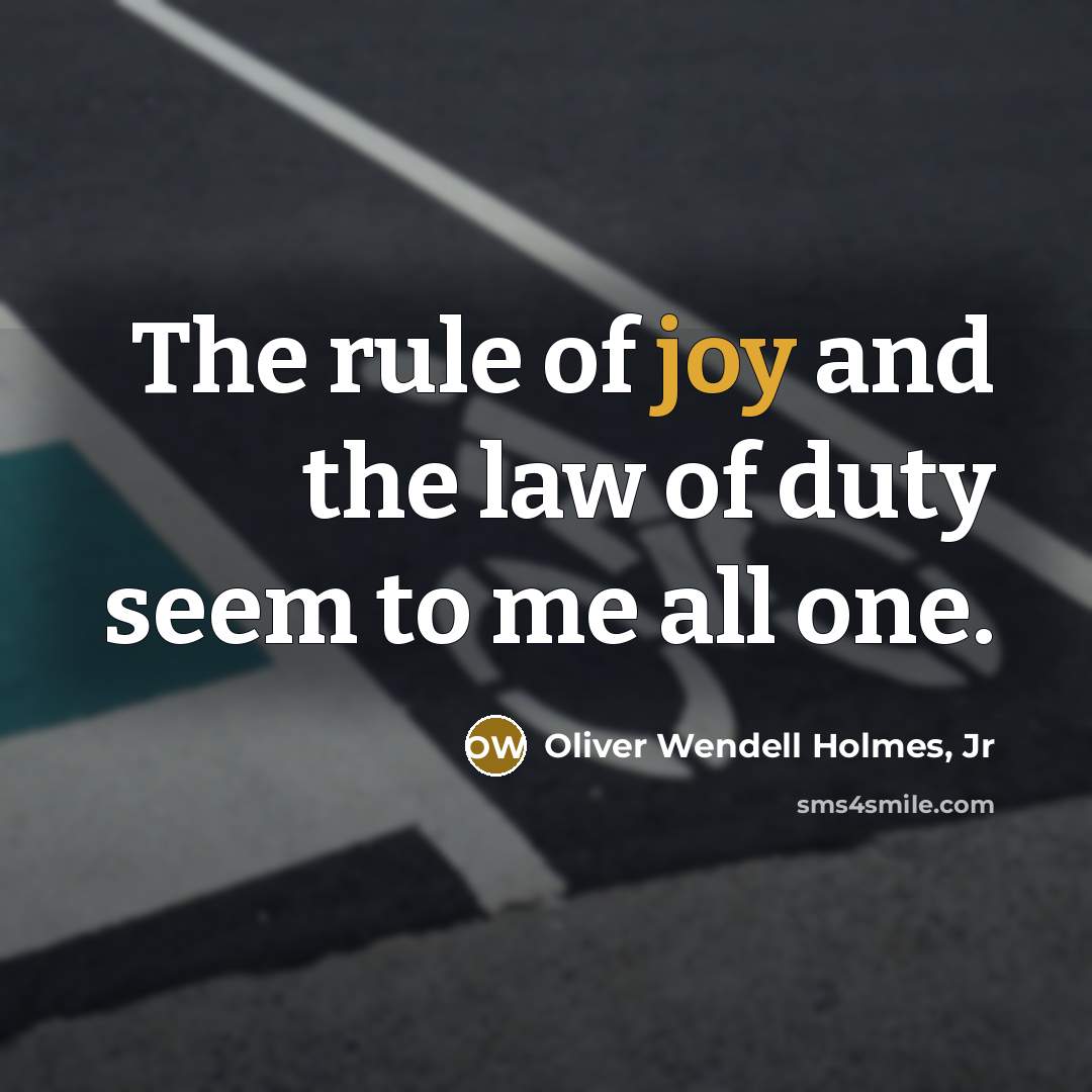 “The rule of joy and the law of duty seem…” quote by Oliver Wendell Holmes, Jr