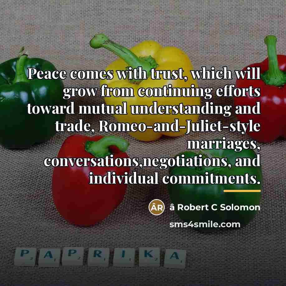 “Peace comes with trust, which will grow from continuing efforts…” quote by â Robert C Solomon