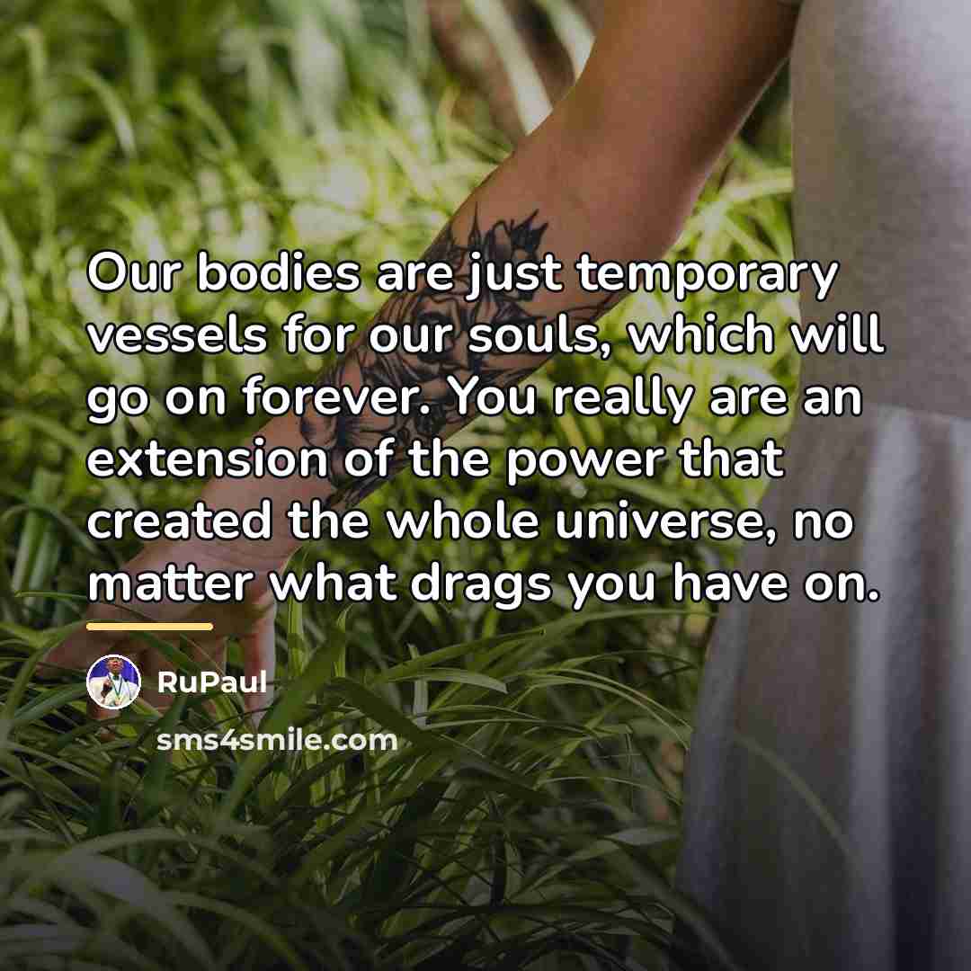 “Our bodies are just temporary vessels for our souls, which…” quote by RuPaul