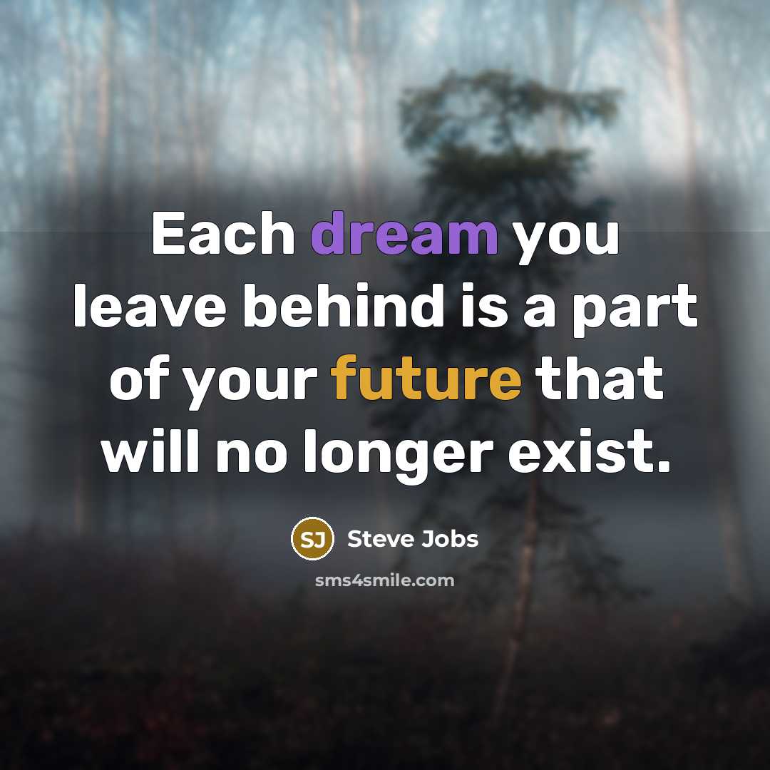 “Each dream you leave behind is a part of your…” quote by Steve Jobs