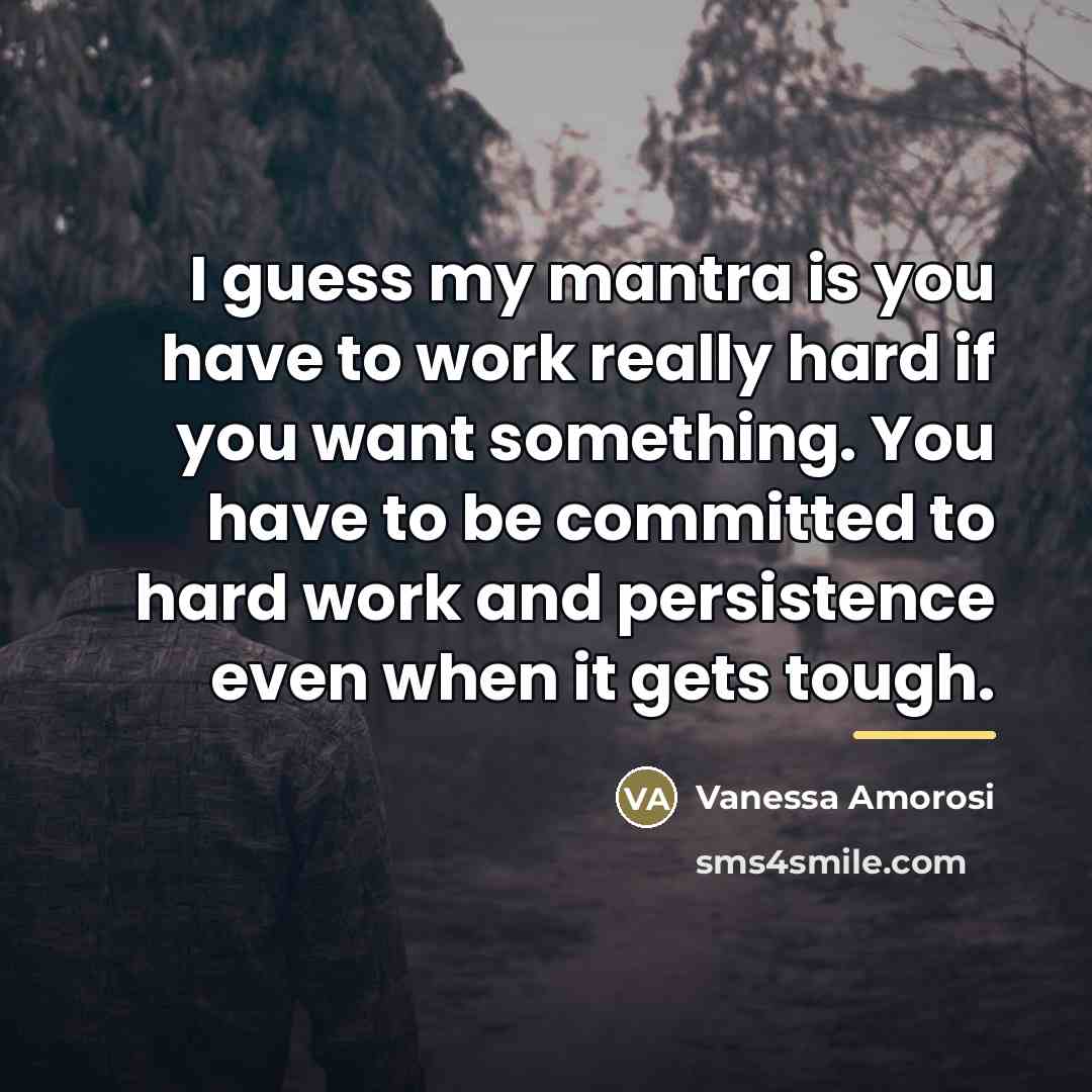 “I guess my mantra is you have to work really…” quote by Vanessa Amorosi