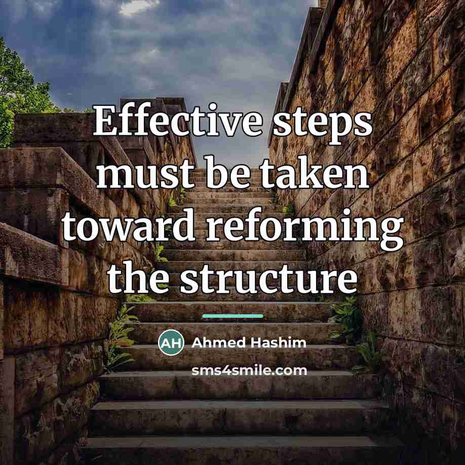 “Effective steps must be taken toward reforming the structure…” quote by Ahmed Hashim