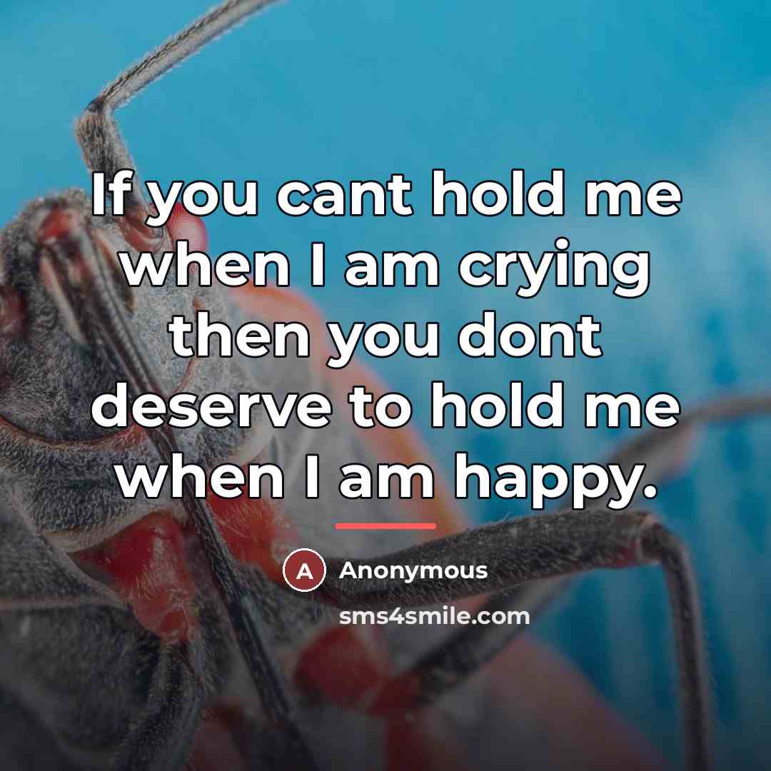 “If you cant hold me when I am crying then…” quote by Anonymous