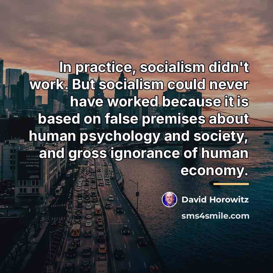 “In practice, socialism didn't work. But socialism could never have…” quote by David Horowitz