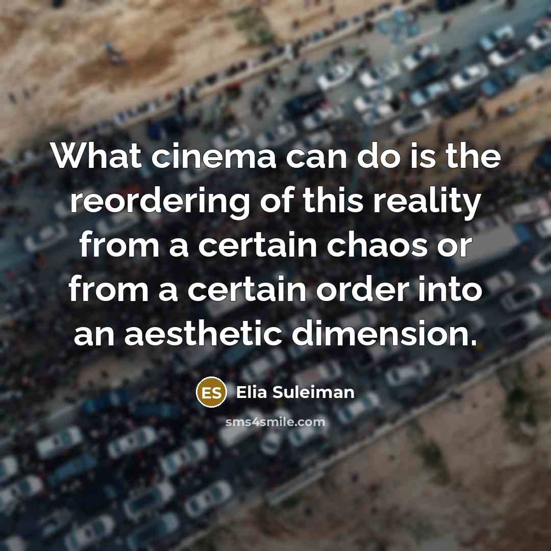 “What cinema can do is the reordering of this reality…” quote by Elia Suleiman