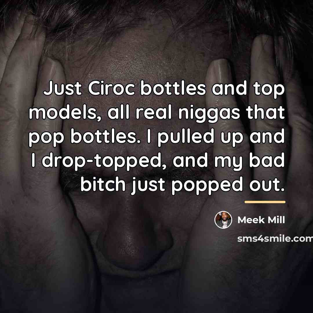 “Just Ciroc bottles and top models, all real niggas that…” quote by Meek Mill