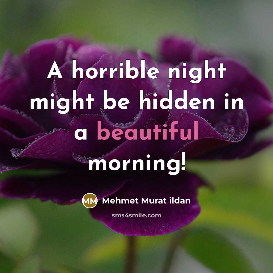 “A horrible night might be hidden in a beautiful morning!…” quote by Mehmet Murat Ildan