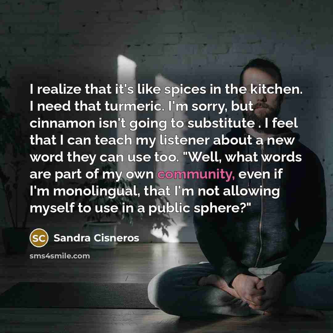 “I realize that it's like spices in the kitchen. I…” quote by Sandra Cisneros