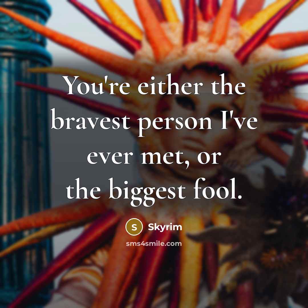 “You're either the bravest person I've ever met, or the…” quote by SKyrim