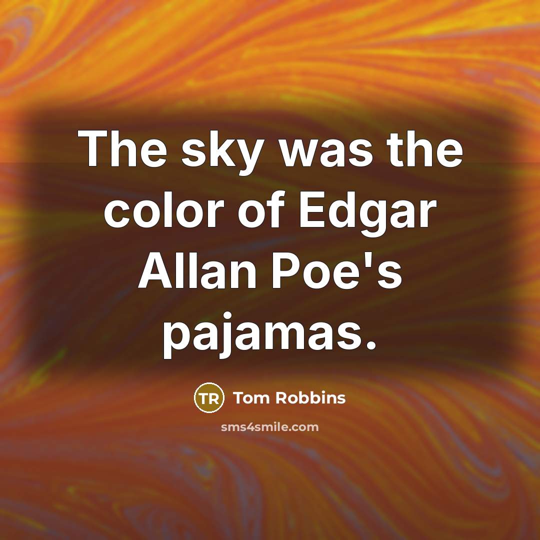 “The sky was the color of Edgar Allan Poe's pajamas.…” quote by Tom Robbins