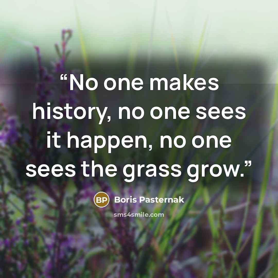 “No one makes history, no one sees it happen, no one sees the grass grow.” quote by Boris Pasternak