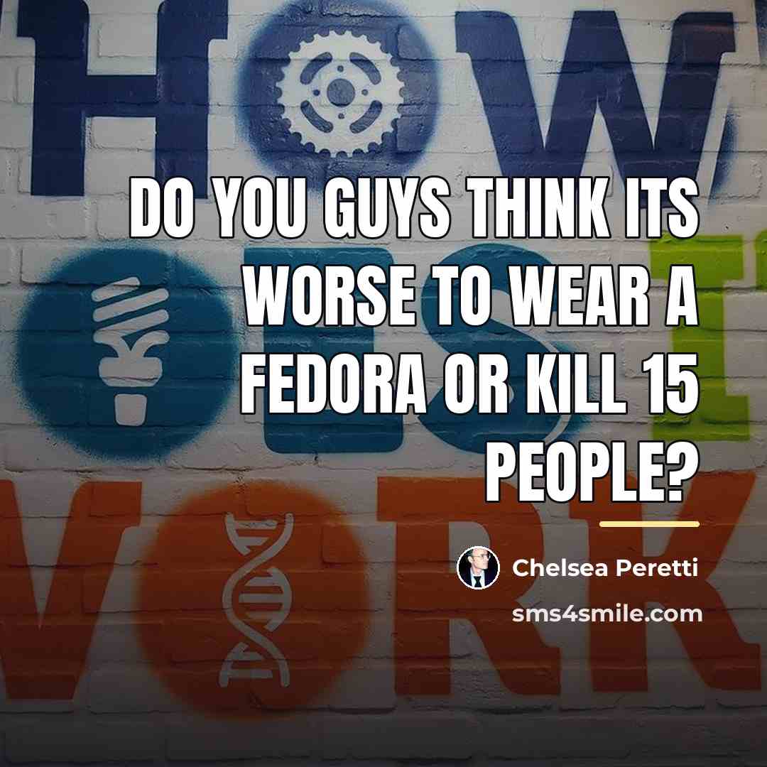 “Do you guys think its worse to wear a fedora…” quote by Chelsea Peretti