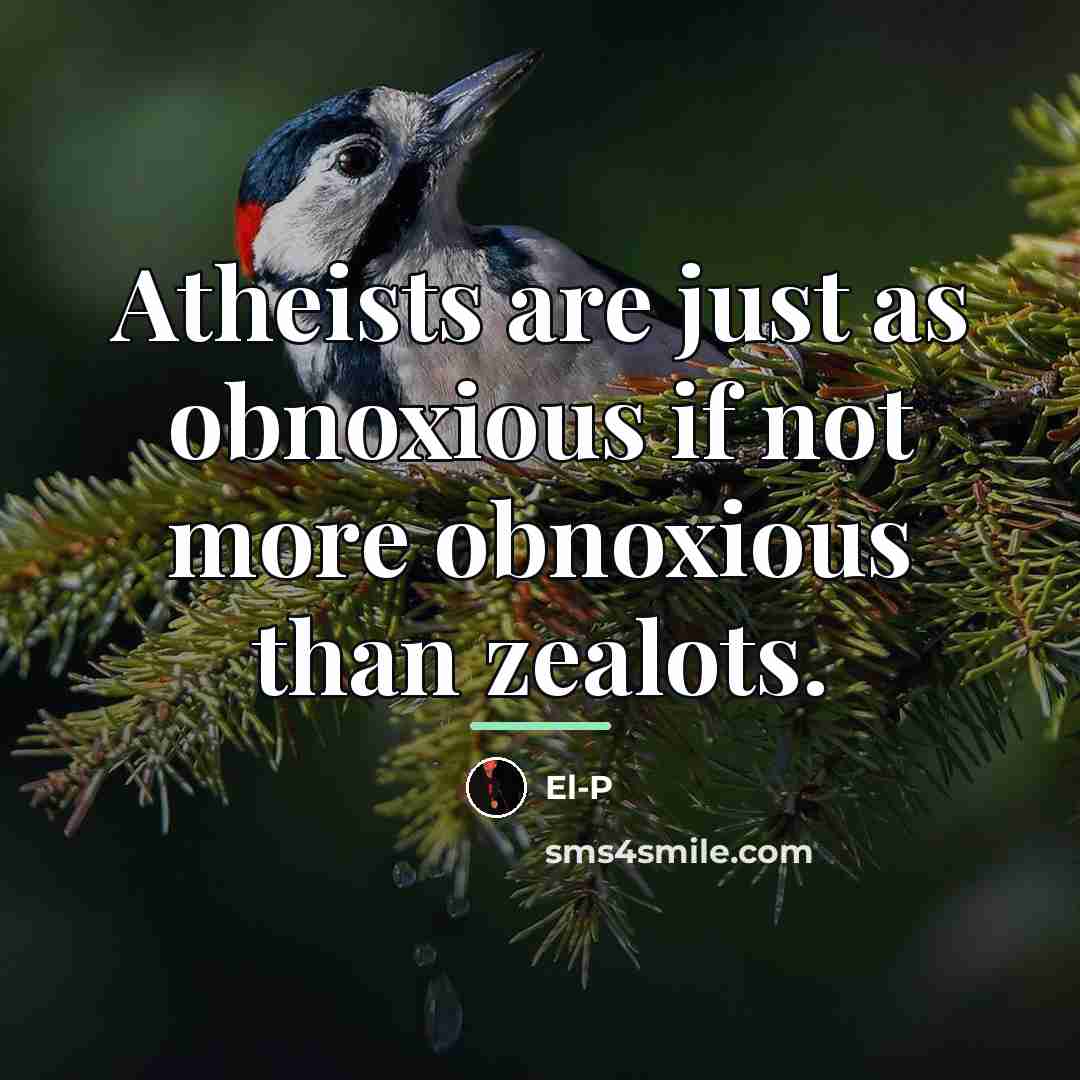 “Atheists are just as obnoxious if not more obnoxious than…” quote by El-P