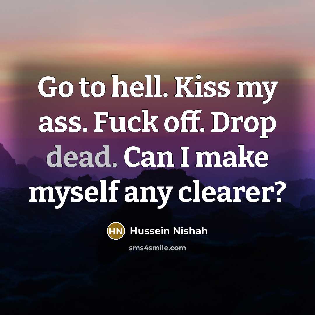“Go to hell. Kiss my ass. Fuck off. Drop dead.…” quote by Hussein Nishah