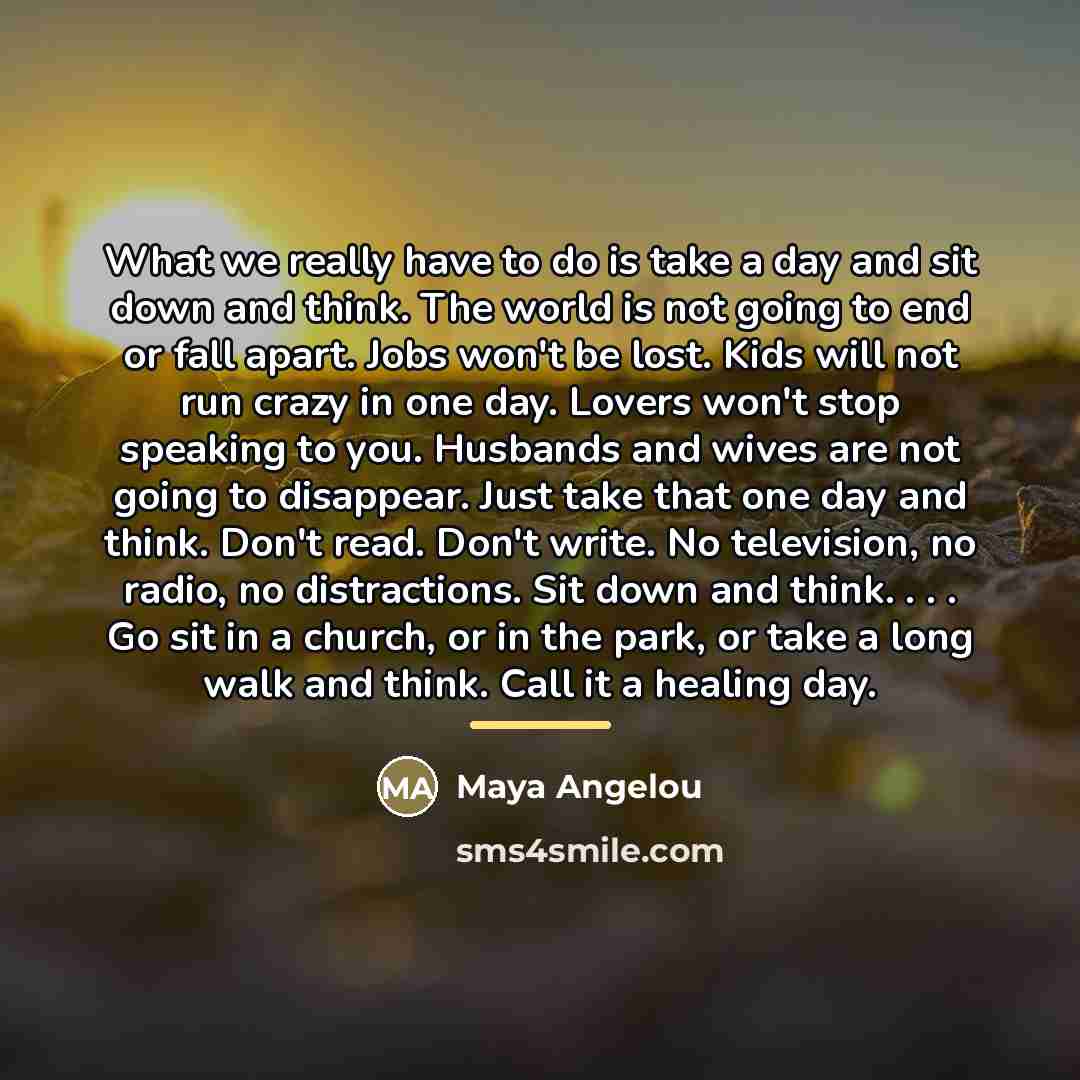 “What we really have to do is take a day…” quote by Maya Angelou