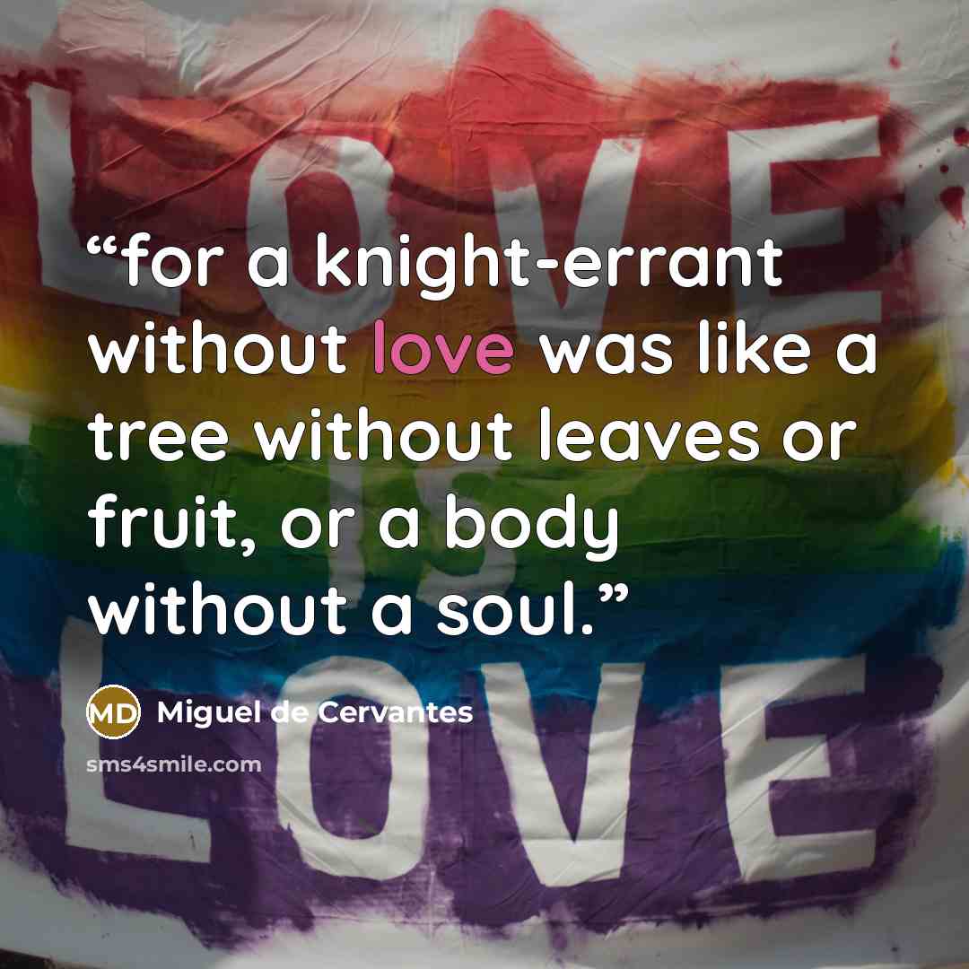 “for a knight-errant without love was like a tree without leaves or fruit, or a body without a soul.” quote by Miguel De Cervantes
