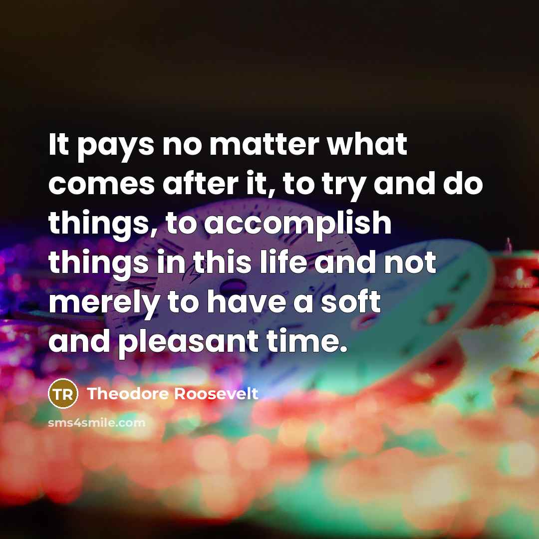“It pays no matter what comes after it, to try…” quote by Theodore Roosevelt