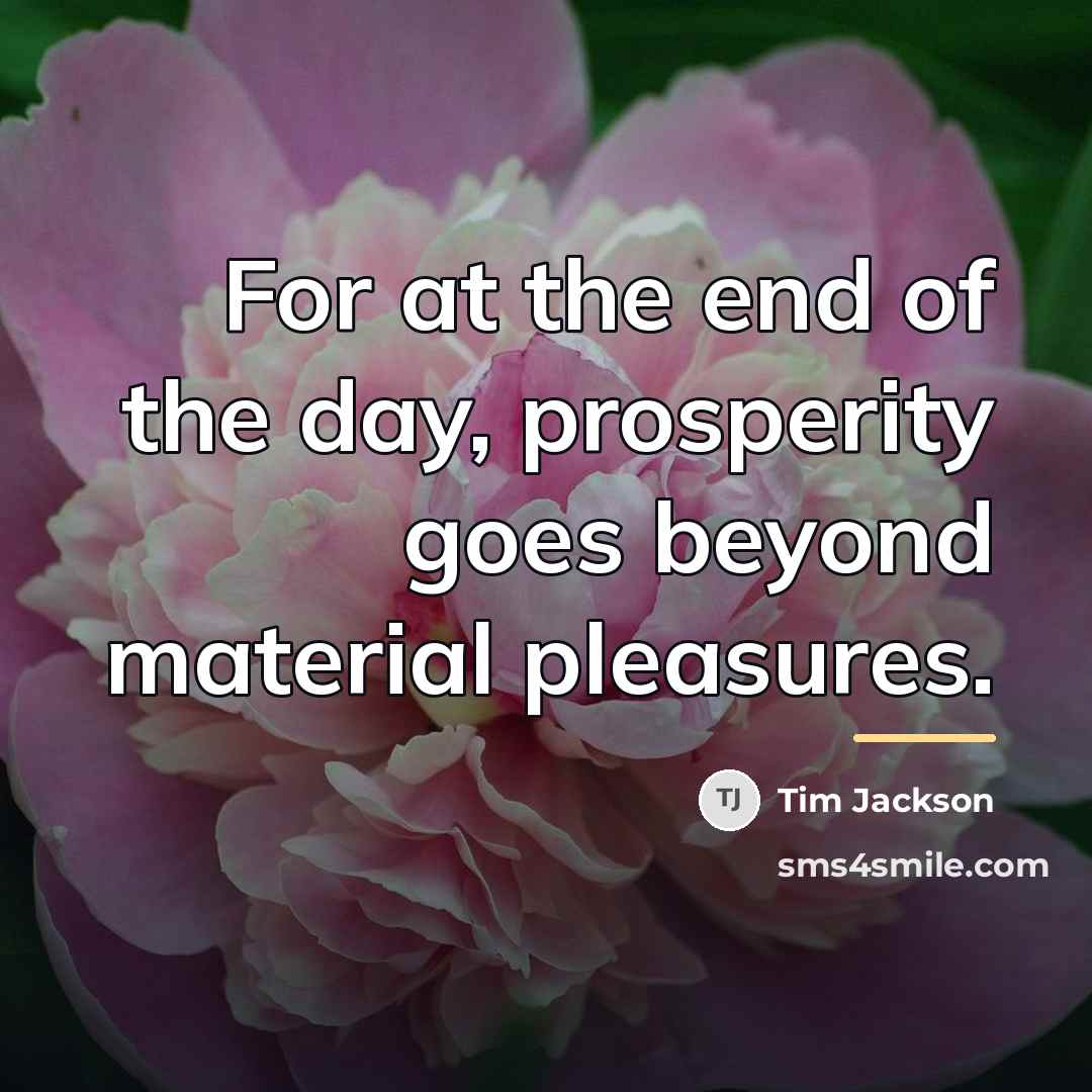 “For at the end of the day, prosperity goes beyond…” quote by Tim Jackson