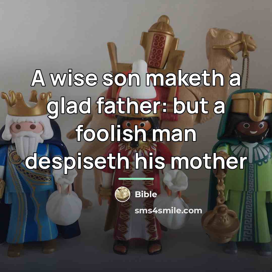 “A wise son maketh a glad father: but a foolish…” quote by Bible