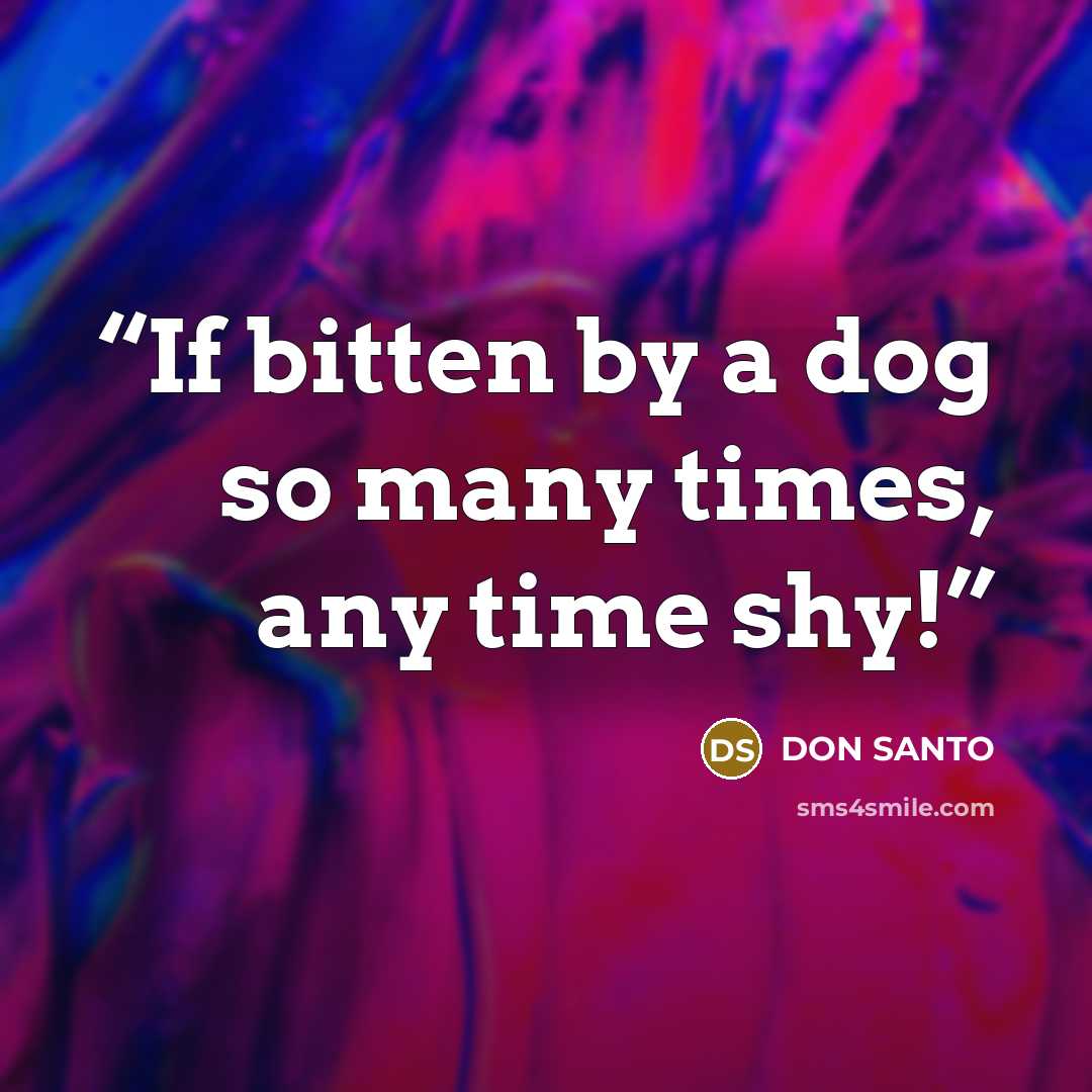 “If bitten by a dog so many times, any time shy!” quote by DON SANTO