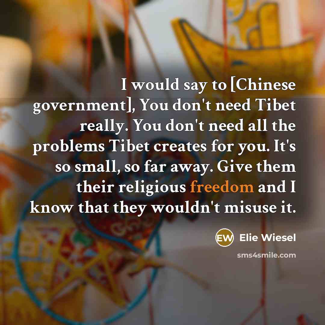 “I would say to [Chinese government], You don't need Tibet…” quote by Elie Wiesel