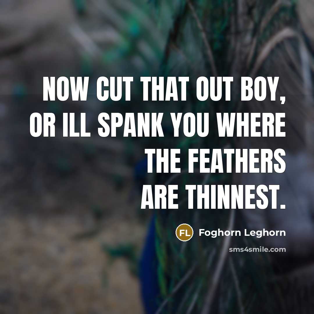 “Now cut that out boy, or Ill spank you where the feathers are thinnest.” quote by Foghorn Leghorn