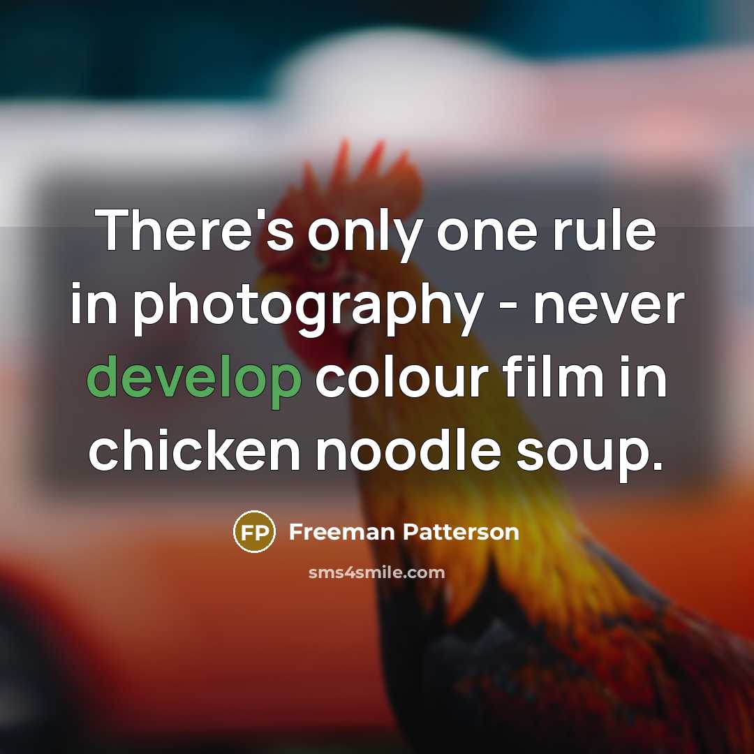 “There's only one rule in photography - never develop colour…” quote by Freeman Patterson
