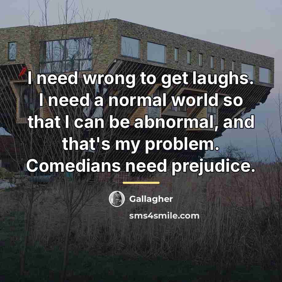 “I need wrong to get laughs. I need a normal…” quote by Gallagher