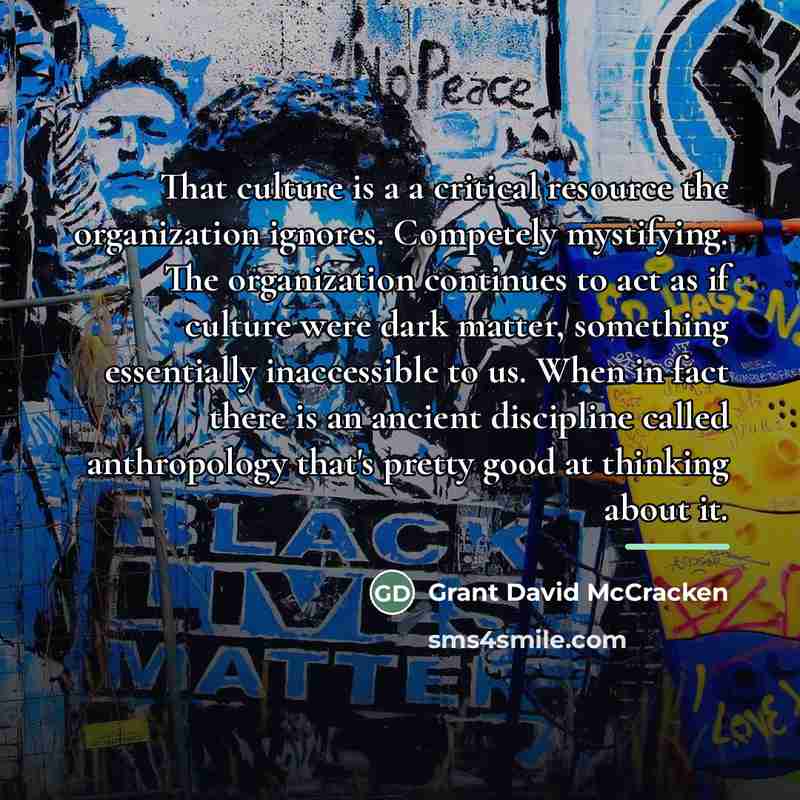 “That culture is a a critical resource the organization ignores.…” quote by Grant David McCracken