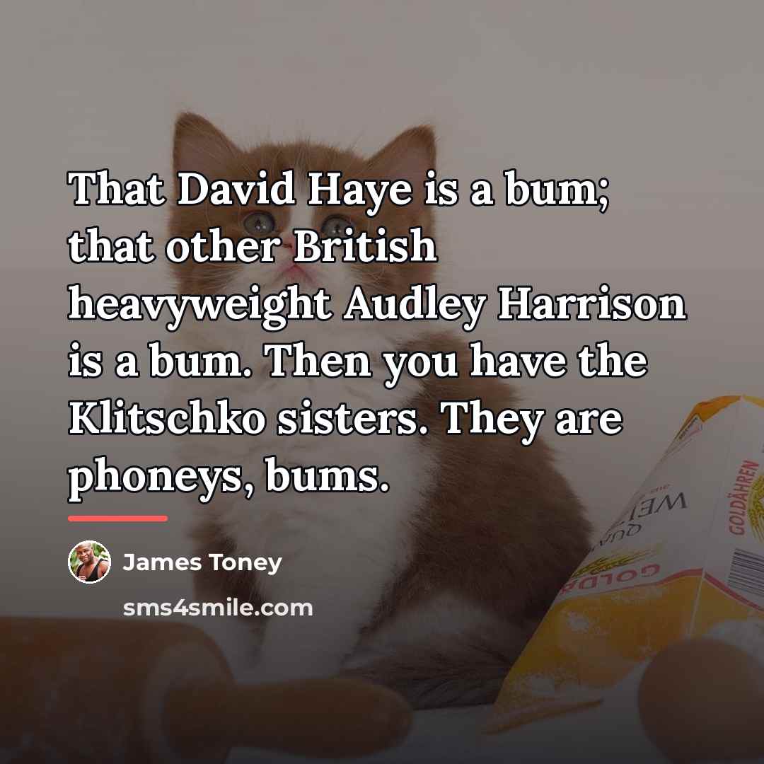 “That David Haye is a bum; that other British heavyweight…” quote by James Toney
