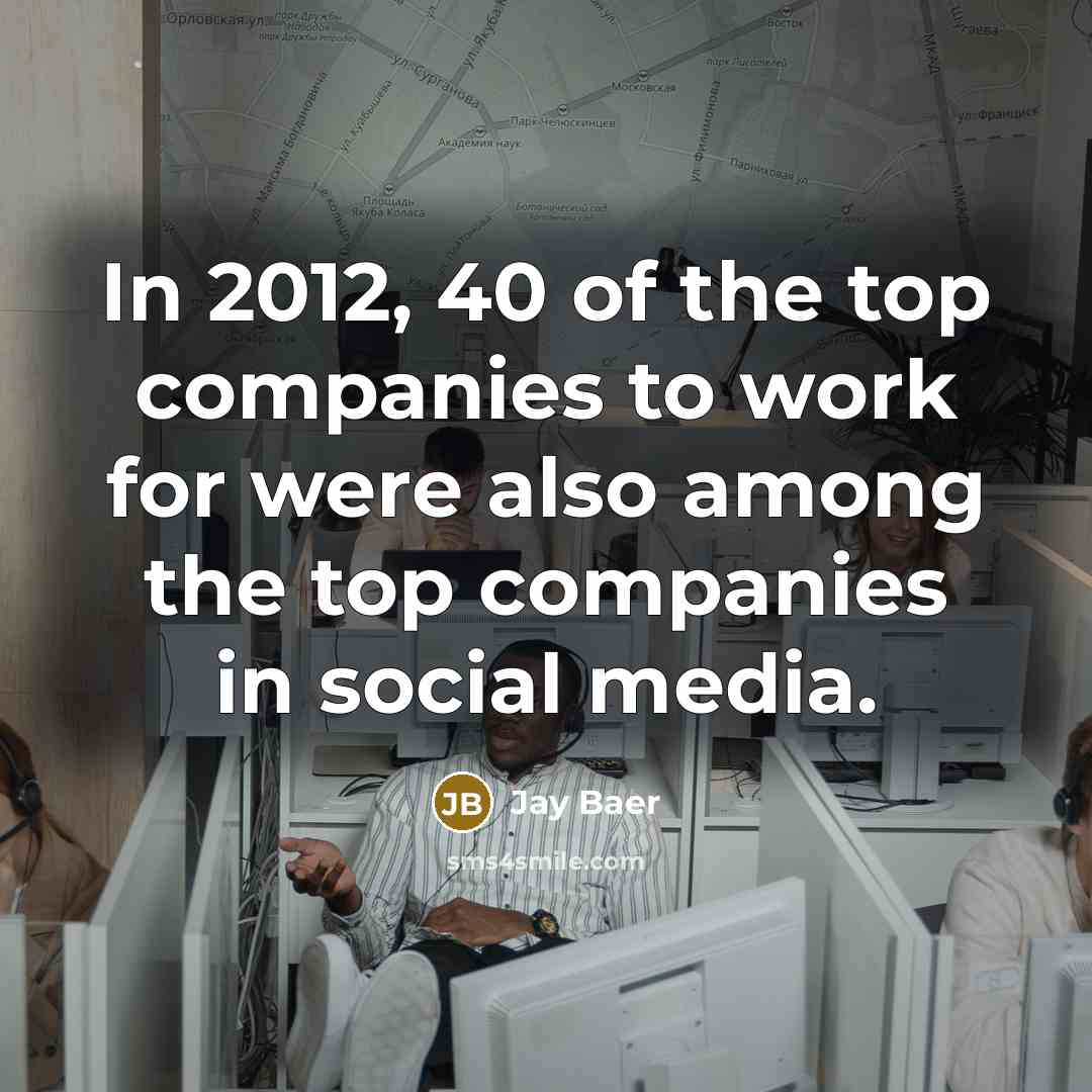 “In 2012, 40 of the top companies to work for…” quote by Jay Baer
