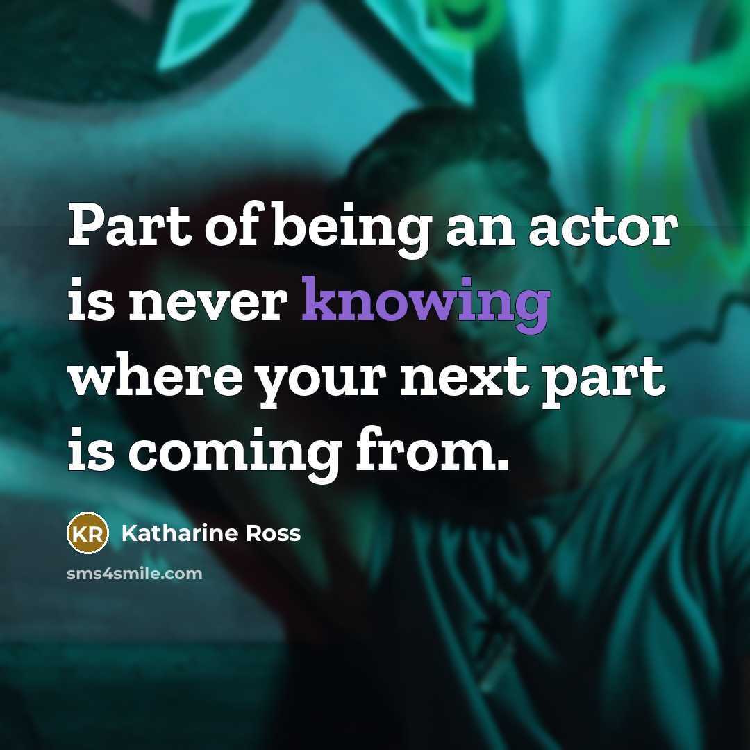 “Part of being an actor is never knowing where your…” quote by Katharine Ross