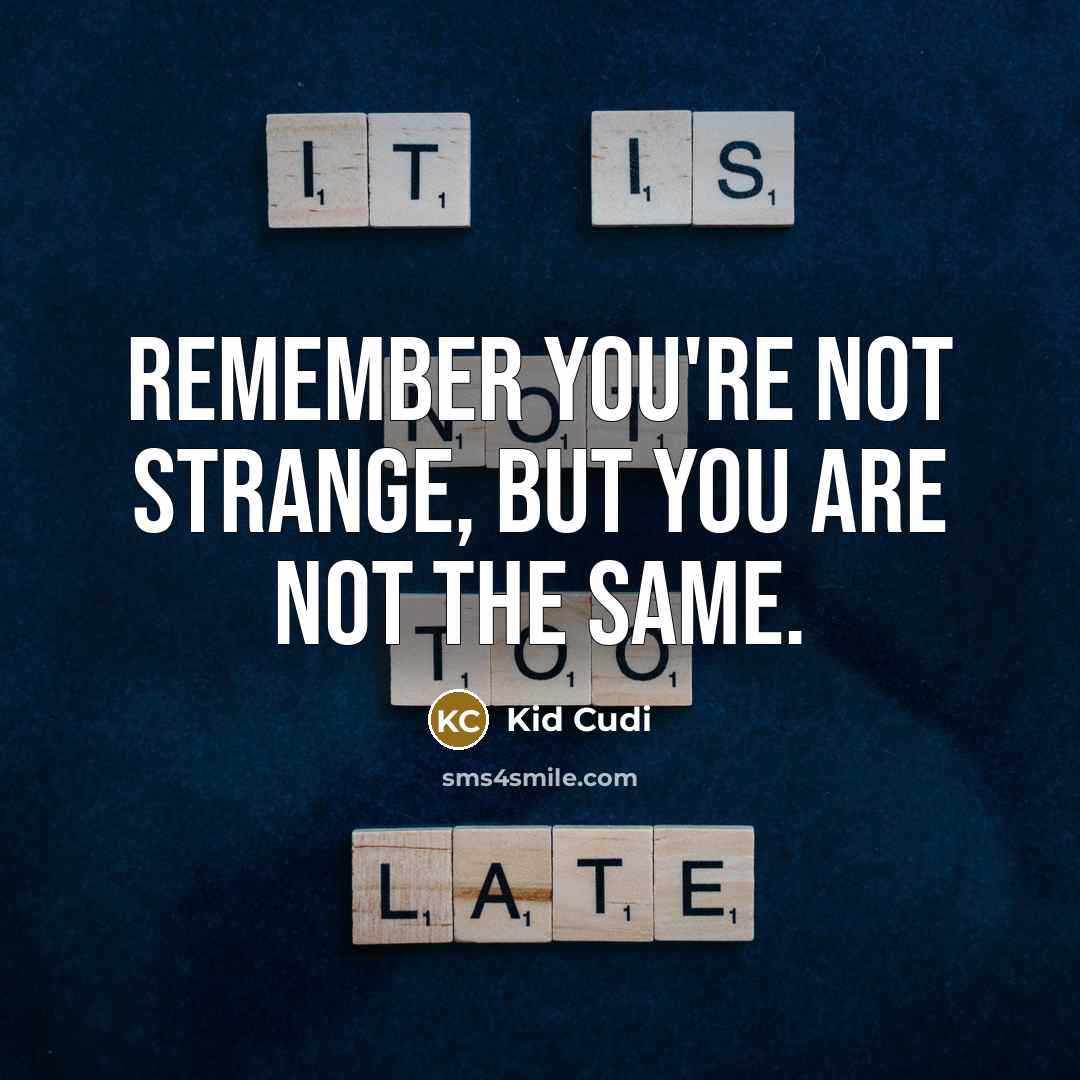 “Remember you're not strange, but you are not the same.” quote by Kid Cudi