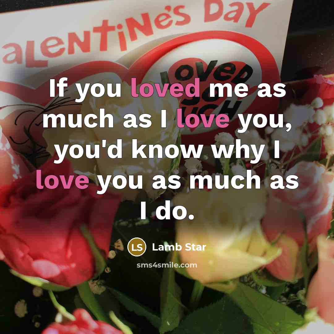 “If you loved me as much as I love you,…” quote by Lamb Star