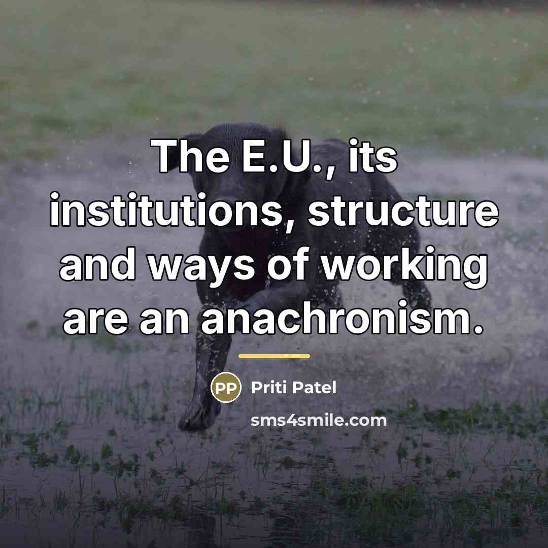 “The E.U., its institutions, structure and ways of working are…” quote by Priti Patel