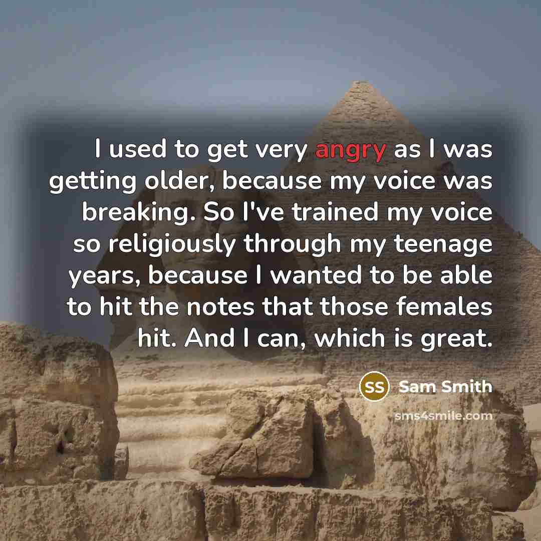 “I used to get very angry as I was getting…” quote by Sam Smith