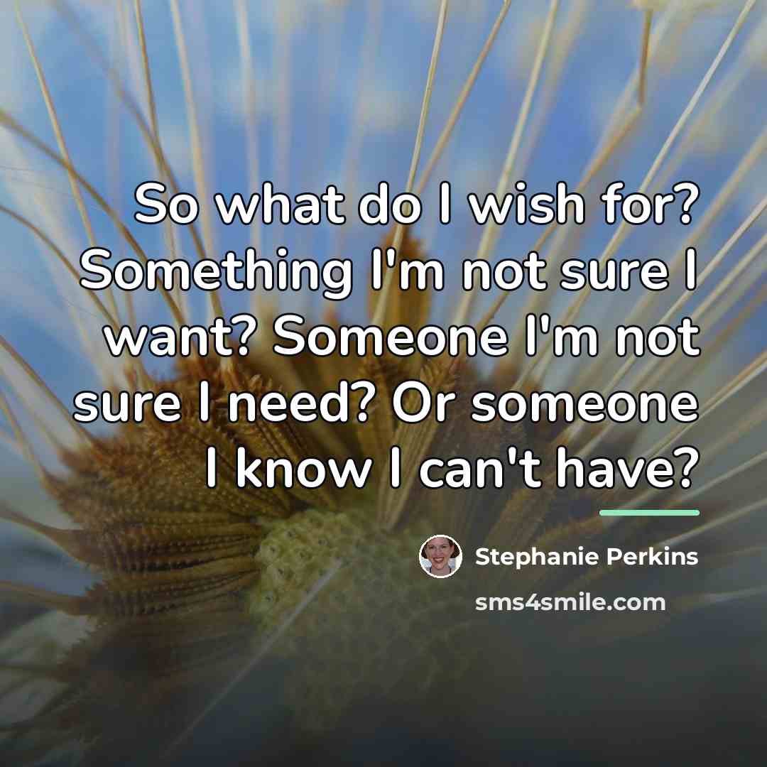 “So what do I wish for? Something I'm not sure…” quote by Stephanie Perkins