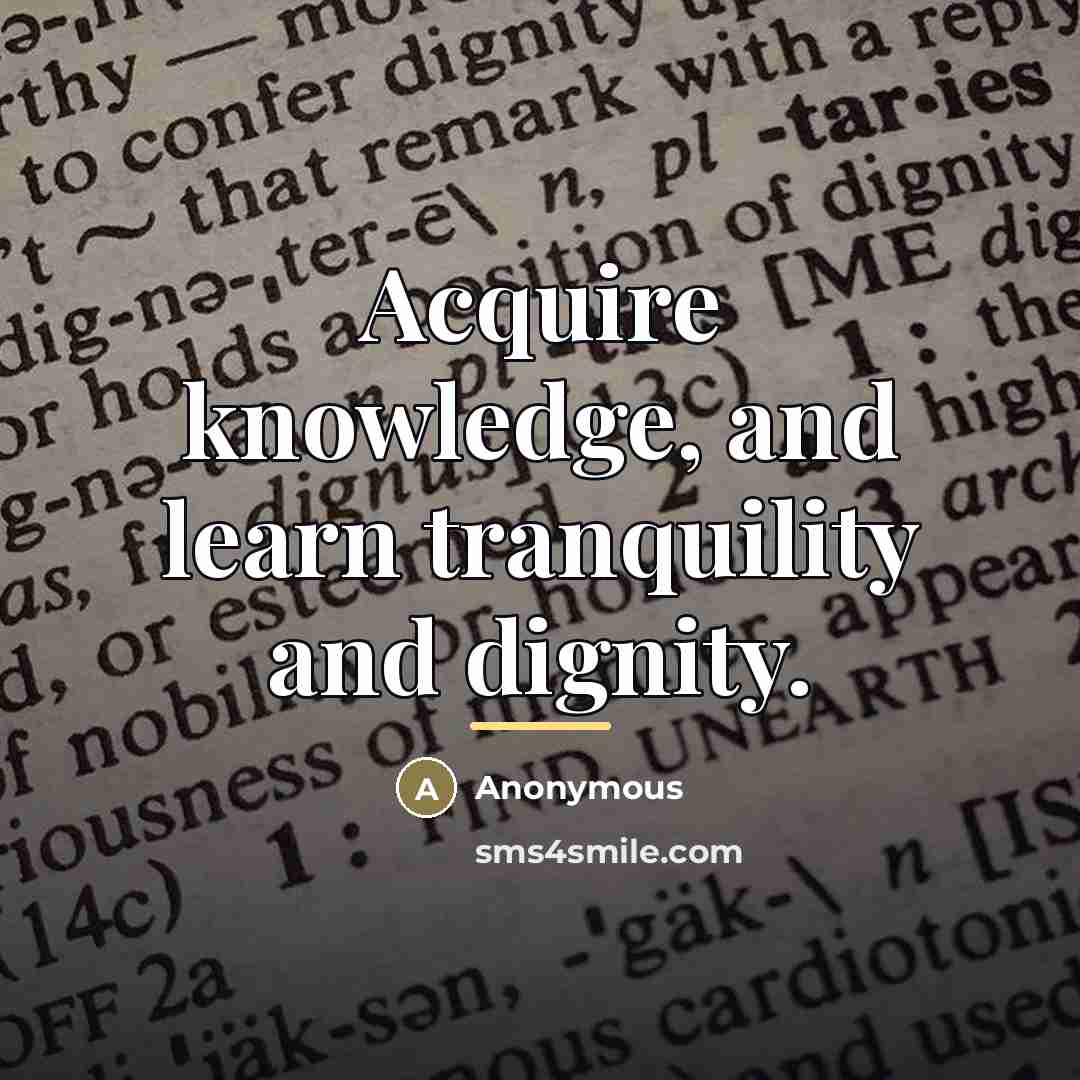 “Acquire knowledge, and learn tranquility and dignity.…” quote by Anonymous