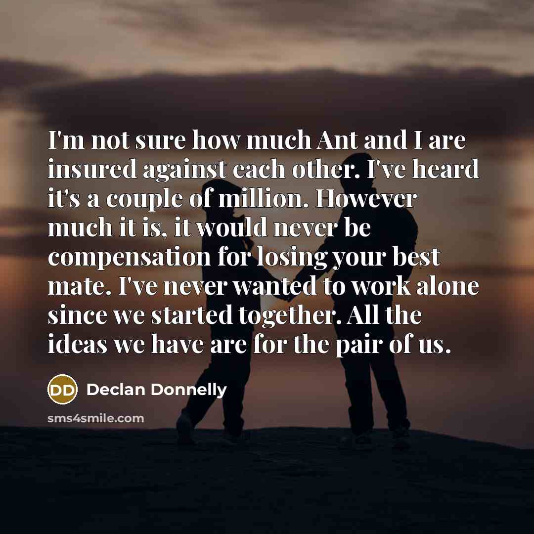 “I'm not sure how much Ant and I are insured…” quote by Declan Donnelly