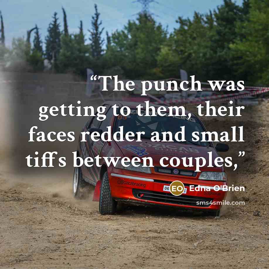 “The punch was getting to them, their faces redder and small tiffs between couples,” quote by Edna O'Brien