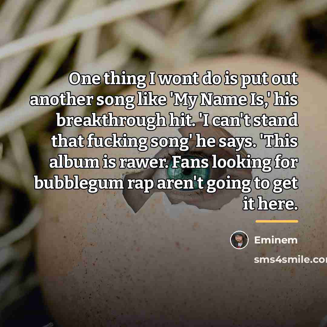 “One thing I wont do is put out another song…” quote by Eminem