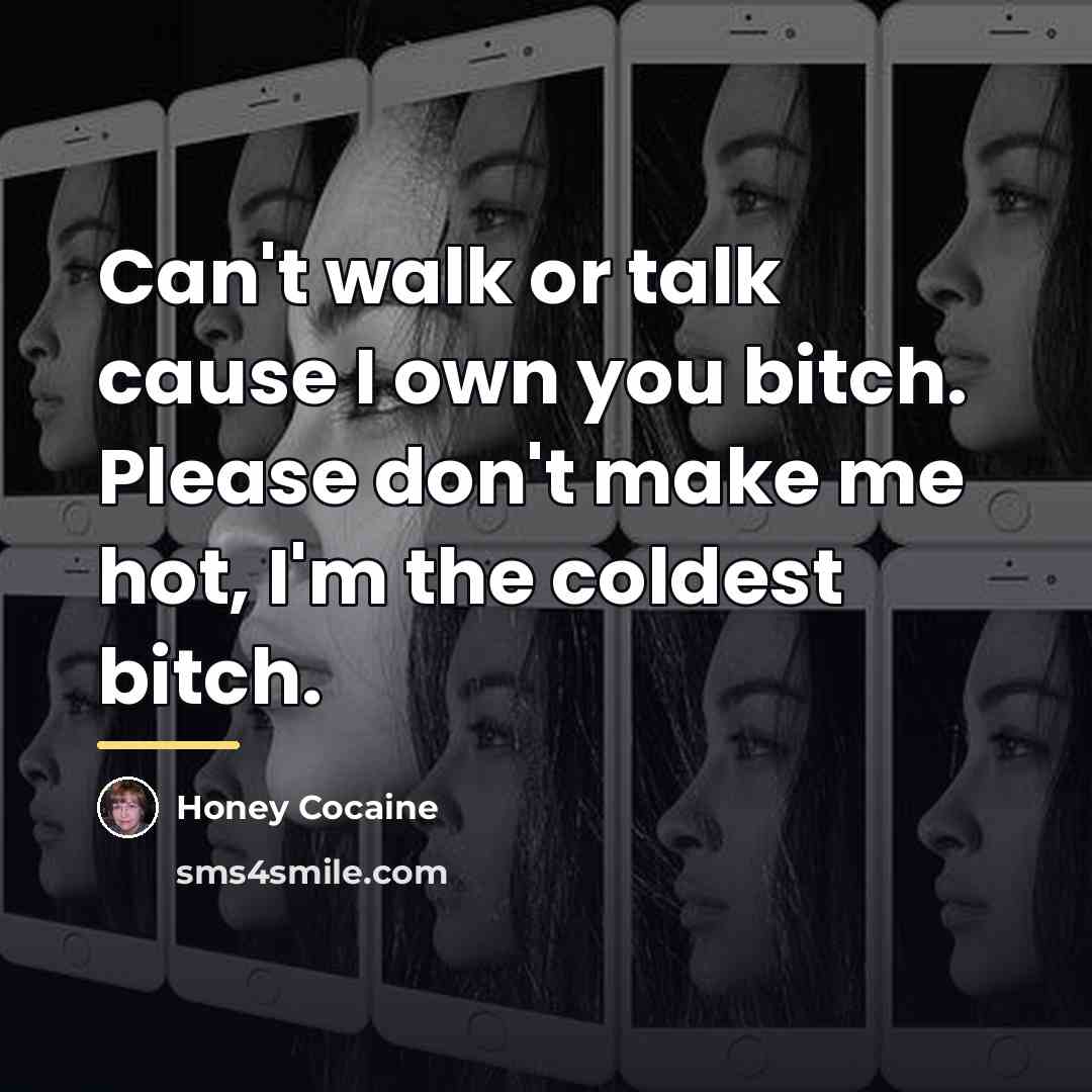 “Can't walk or talk cause I own you bitch. Please…” quote by Honey Cocaine
