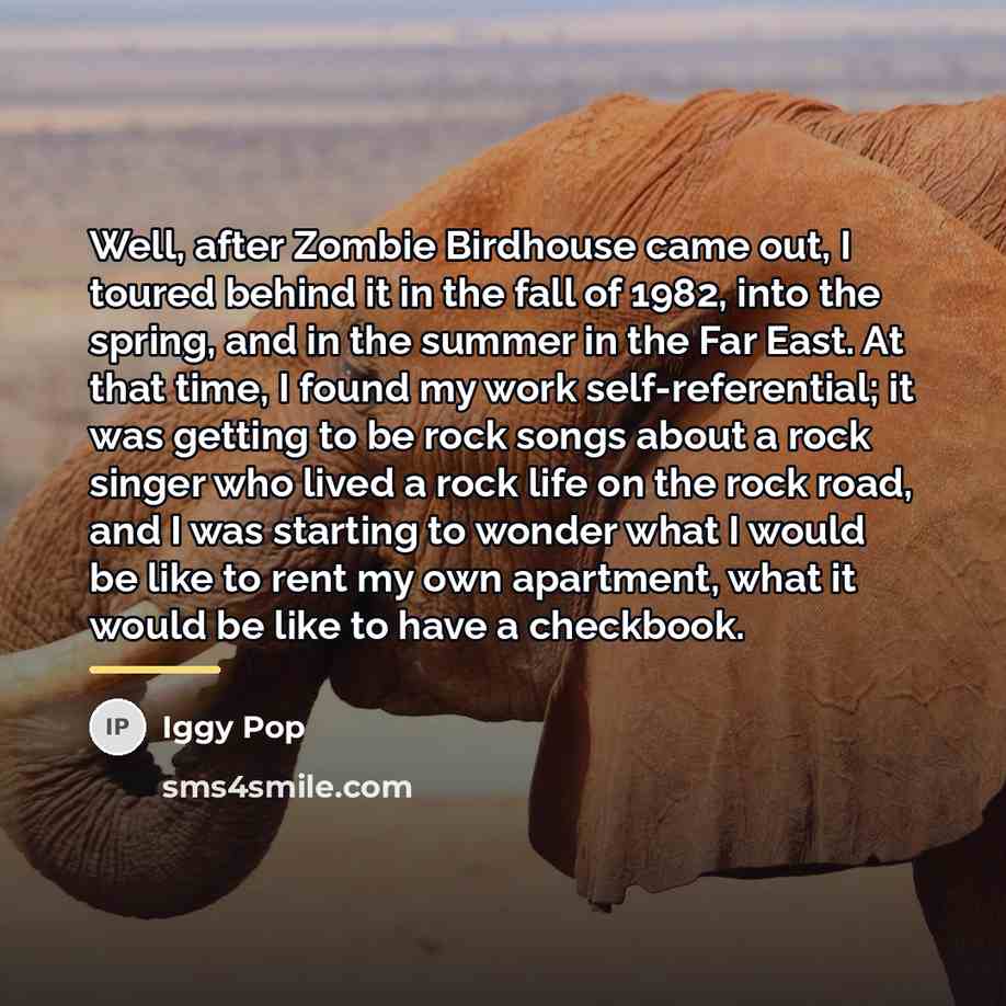 “Well, after Zombie Birdhouse came out, I toured behind it…” quote by Iggy Pop