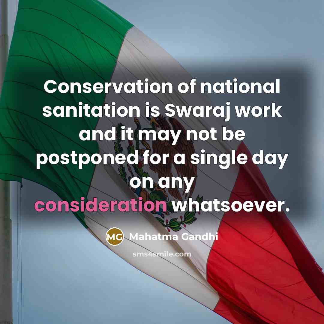 “Conservation of national sanitation is Swaraj work and it may…” quote by Mahatma Gandhi