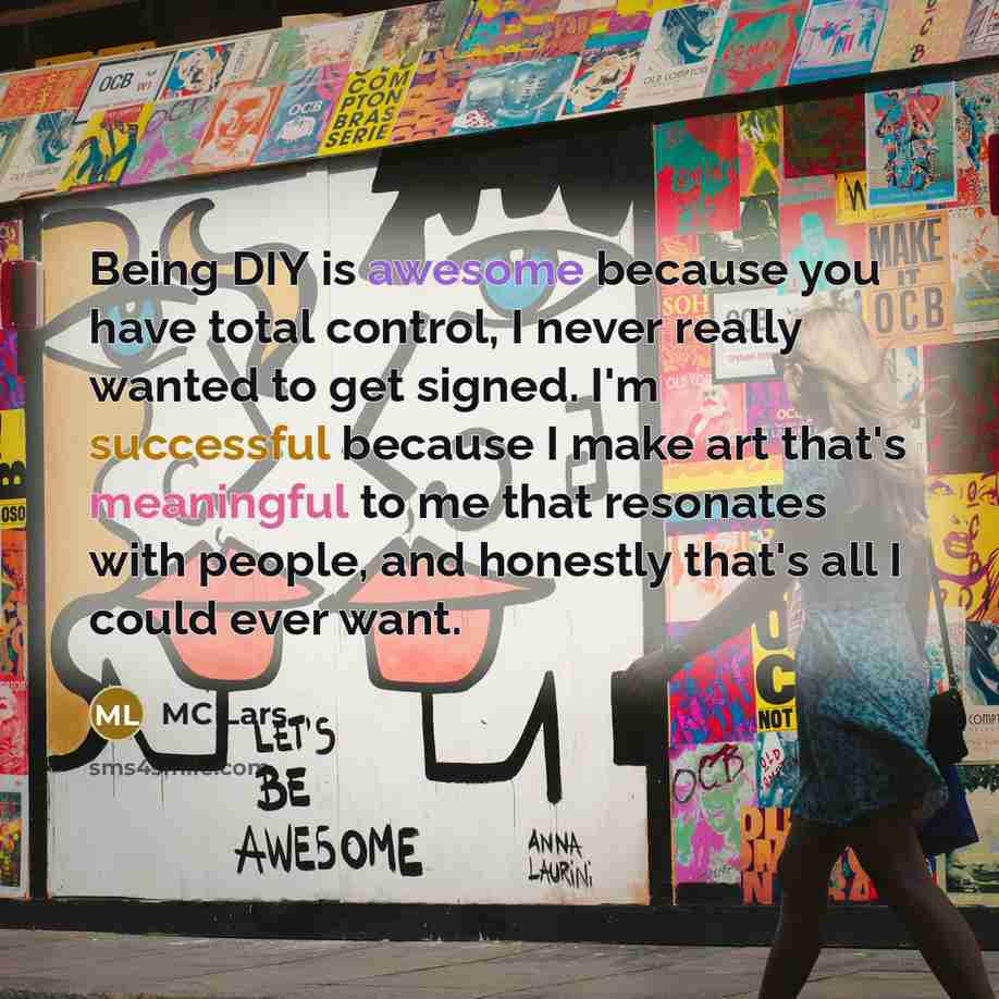 “Being DIY is awesome because you have total control, I…” quote by MC Lars