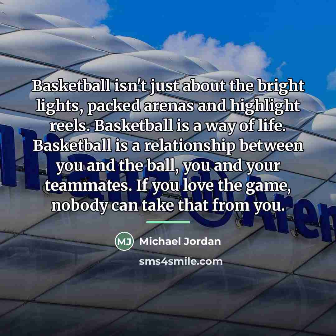 “Basketball isn't just about the bright lights, packed arenas and…” quote by Michael Jordan
